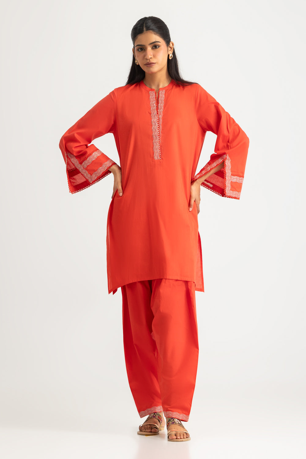 Cambric Embroidered Co-Ord Set