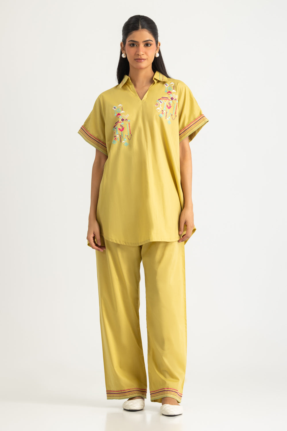 Cambric Embroidered Co-Ord Set