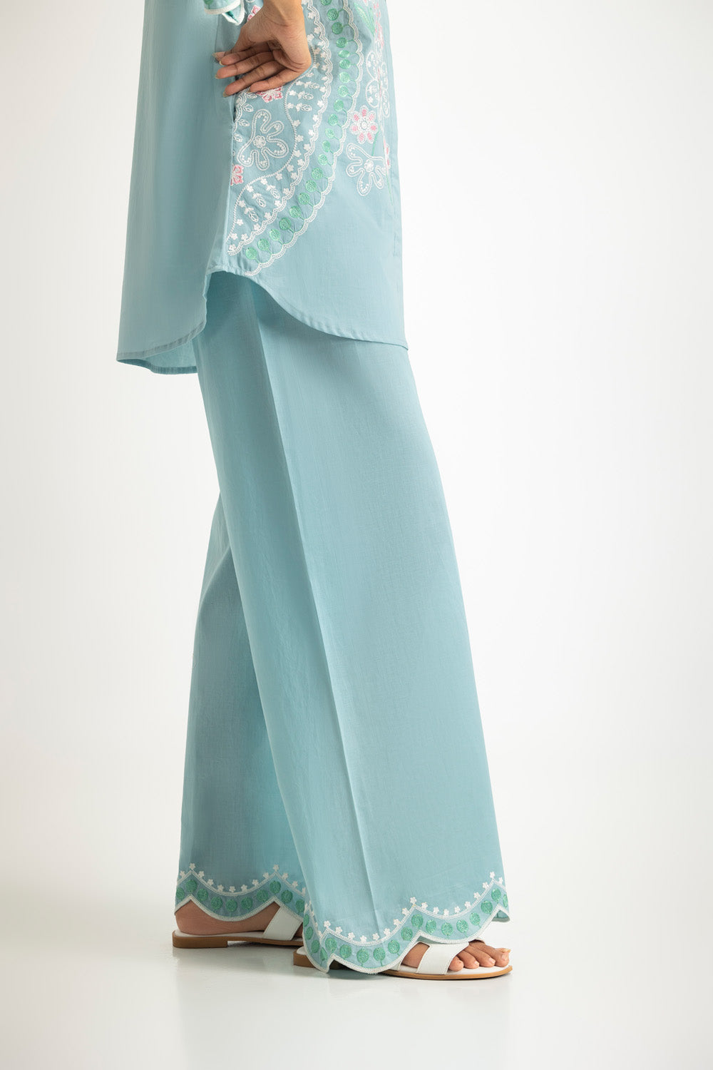 Cambric Embroidered Co-Ord Set