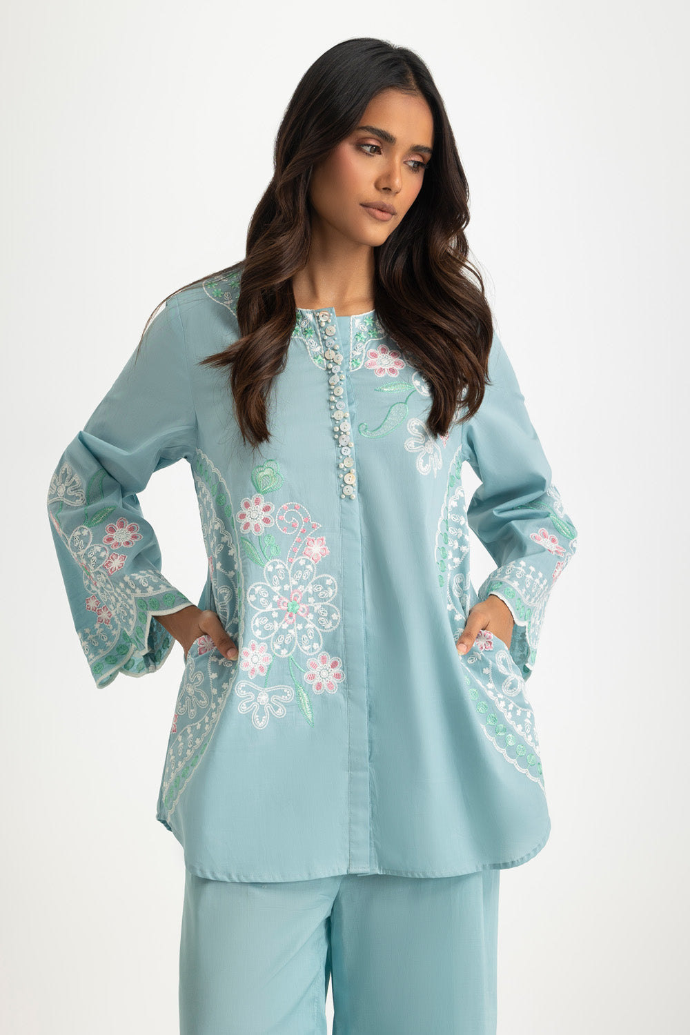 Cambric Embroidered Co-Ord Set