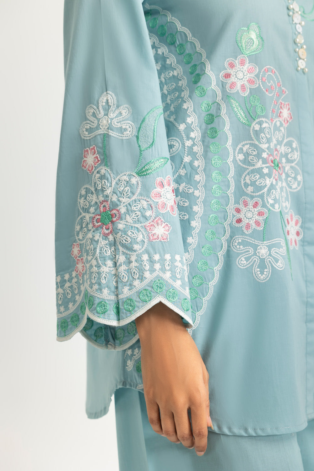 Cambric Embroidered Co-Ord Set