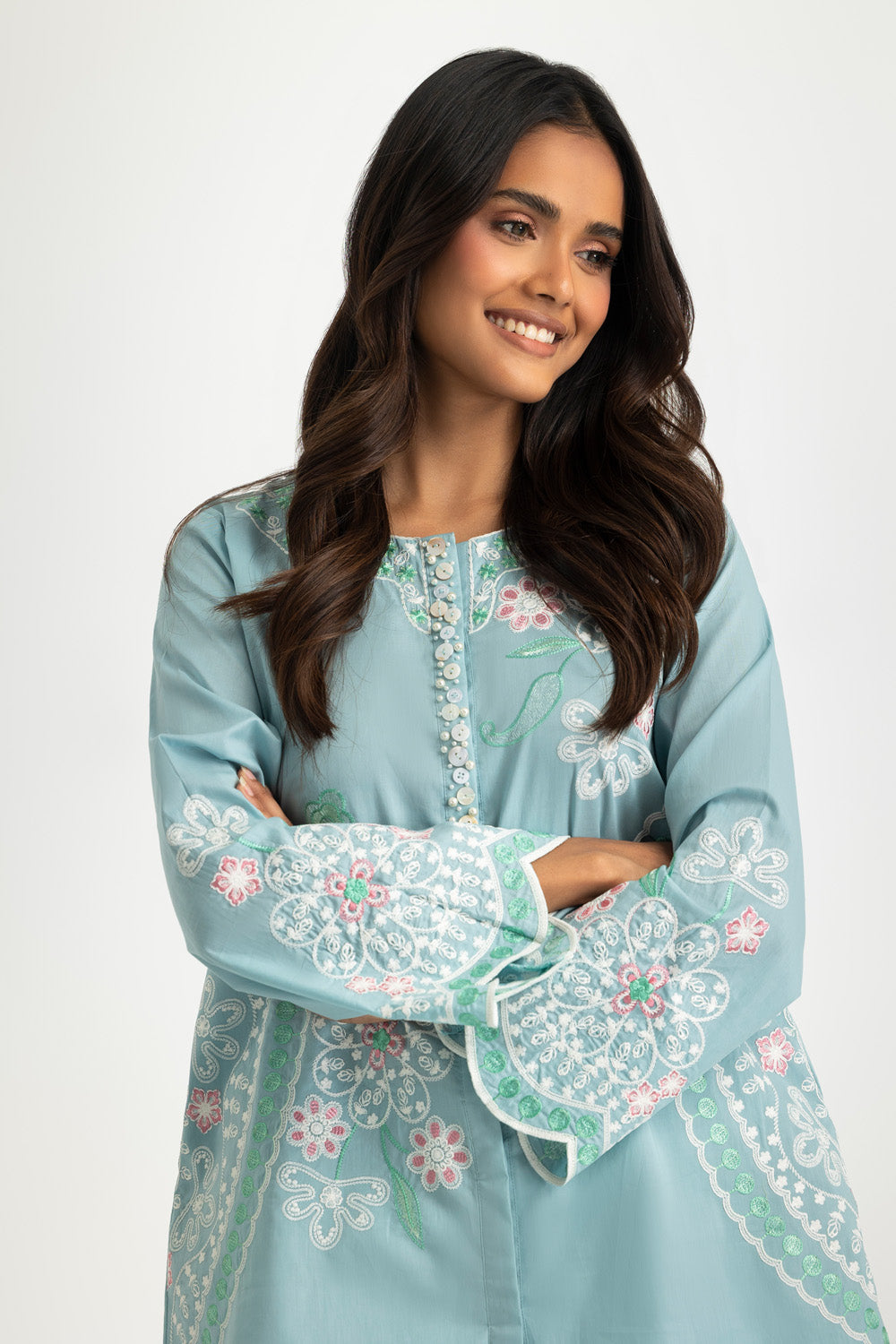 Cambric Embroidered Co-Ord Set