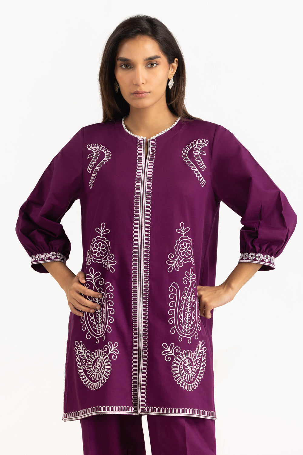 Cambric Embroidered Co-Ord Set