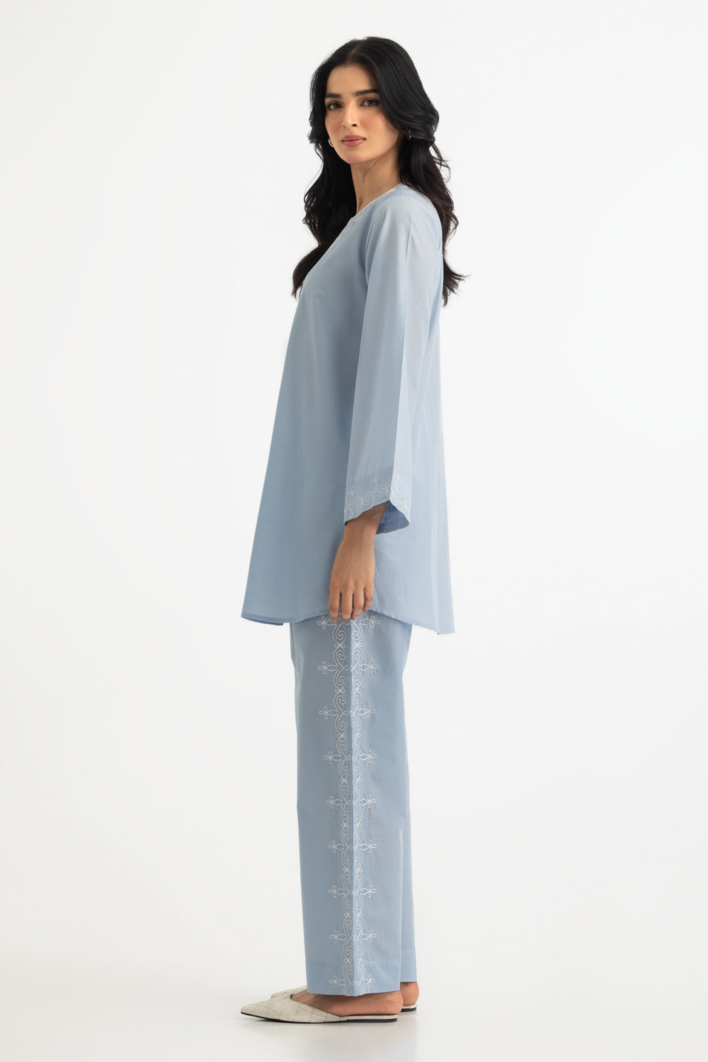 Cambric Embroidered Co-Ord Set