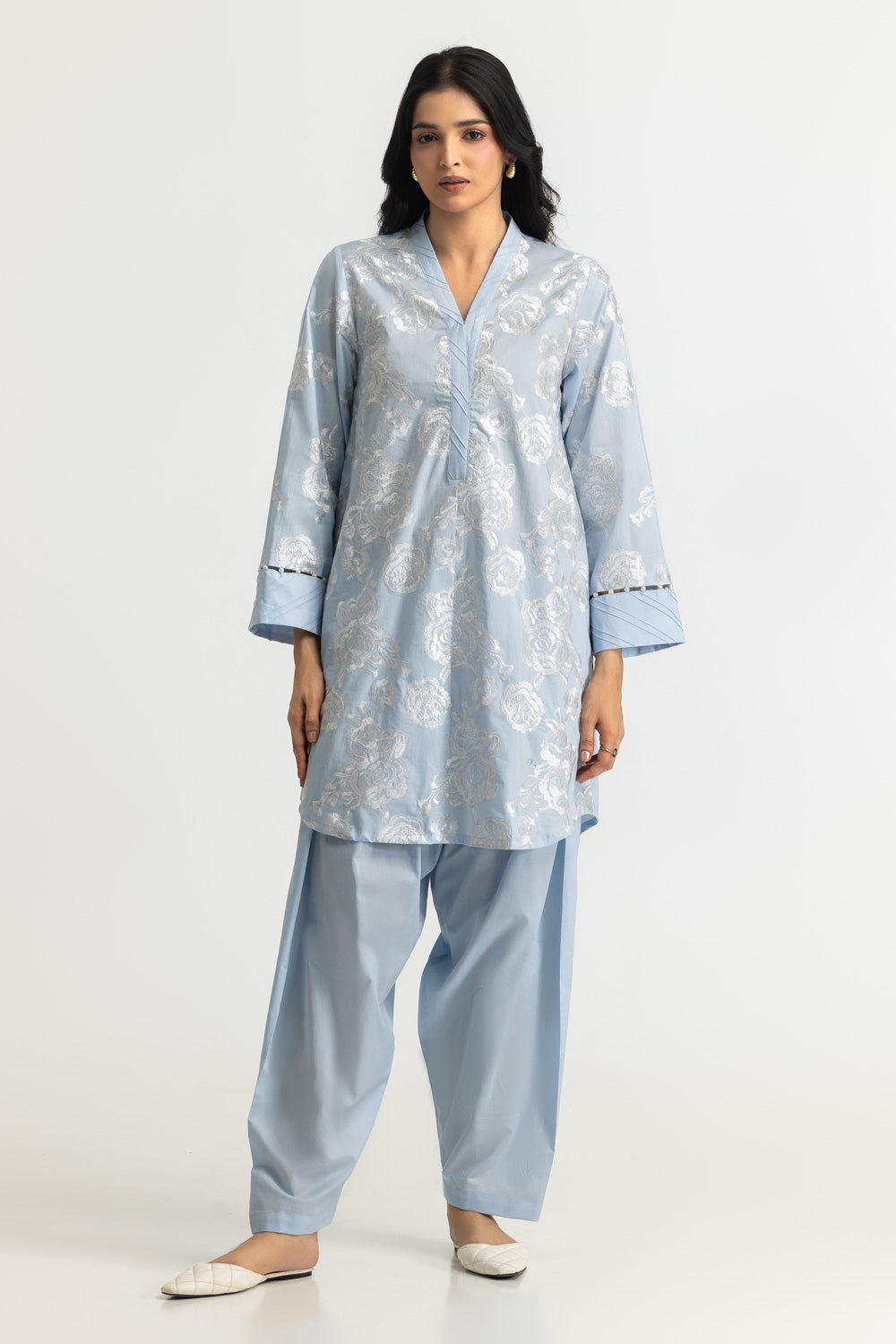 Cambric Embroidered Co-Ord Set
