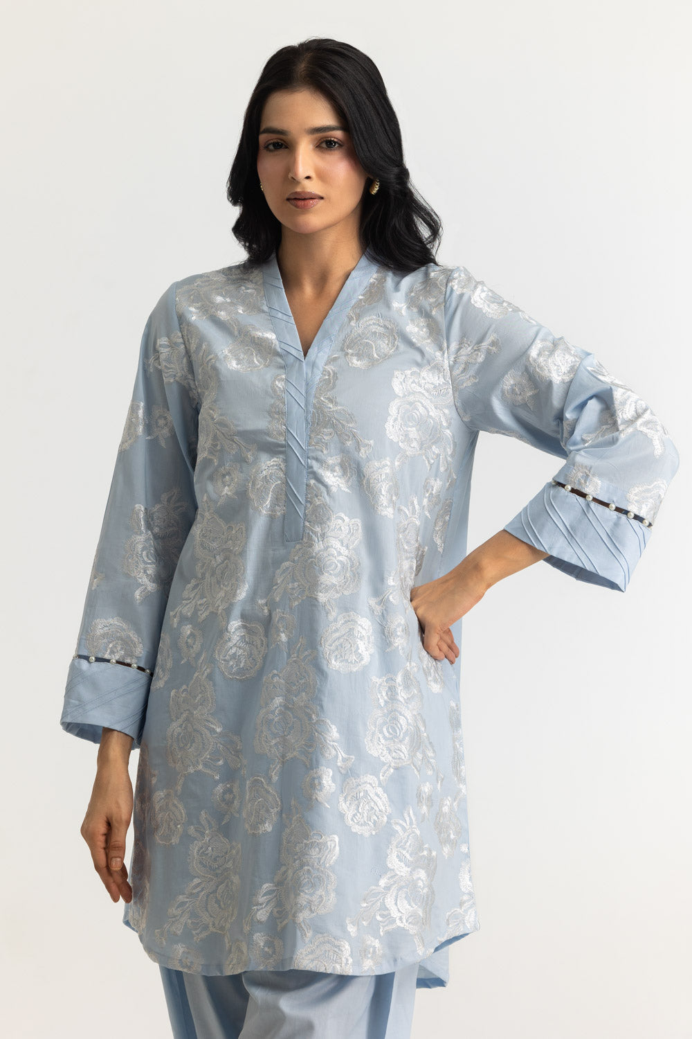 Cambric Embroidered Co-Ord Set
