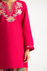 Cambric Embroidered Shirt And Printed Trouser
