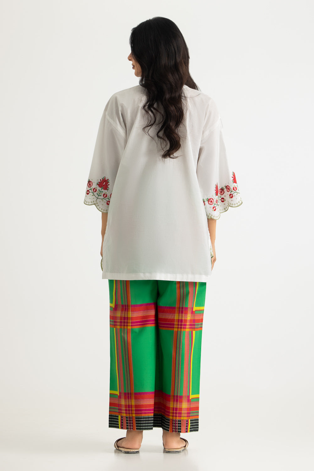 Cambric Embroidered Shirt With Printed Trouser