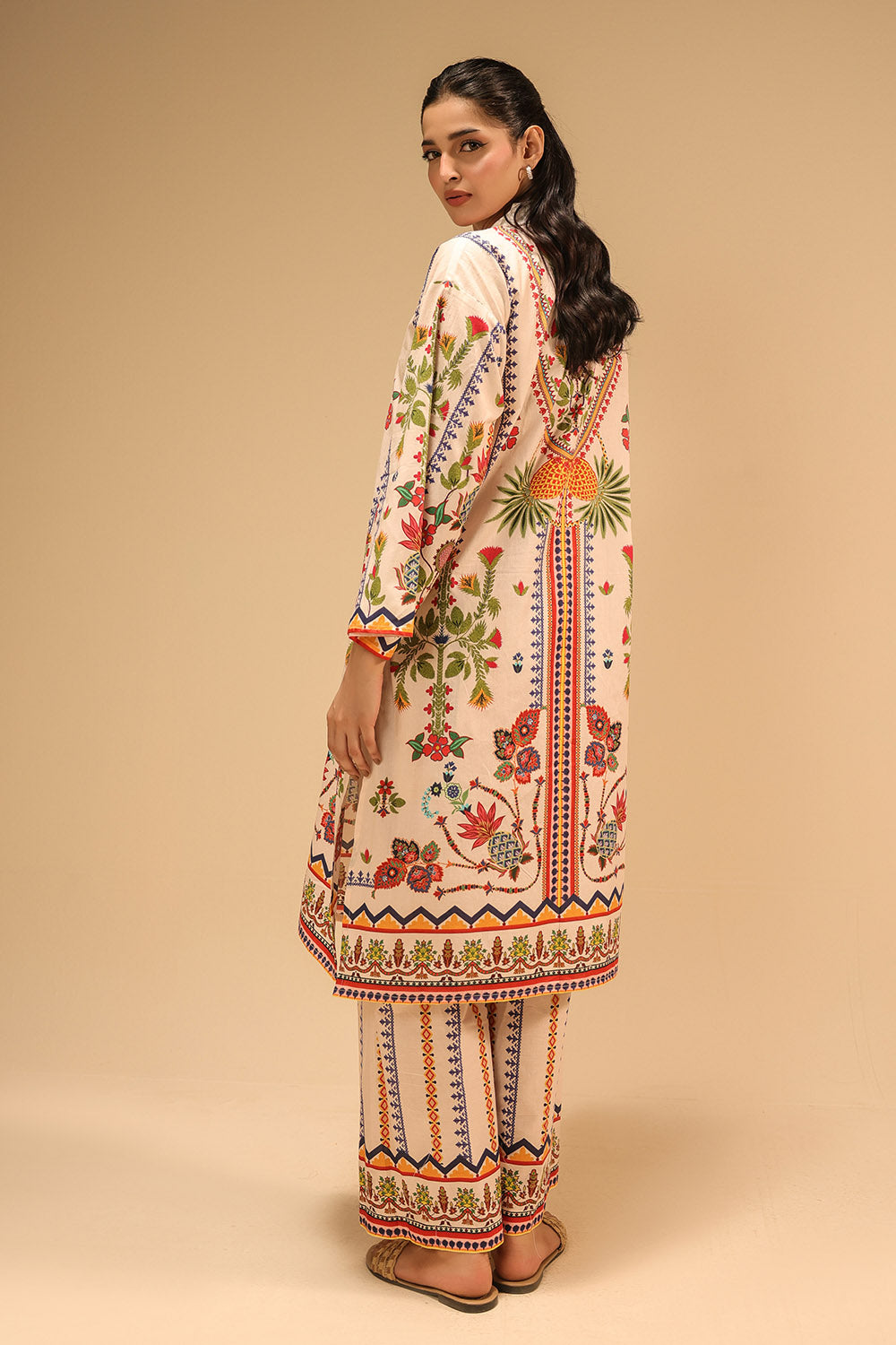 Cambric Printed Co-Ord Set With Embroidered