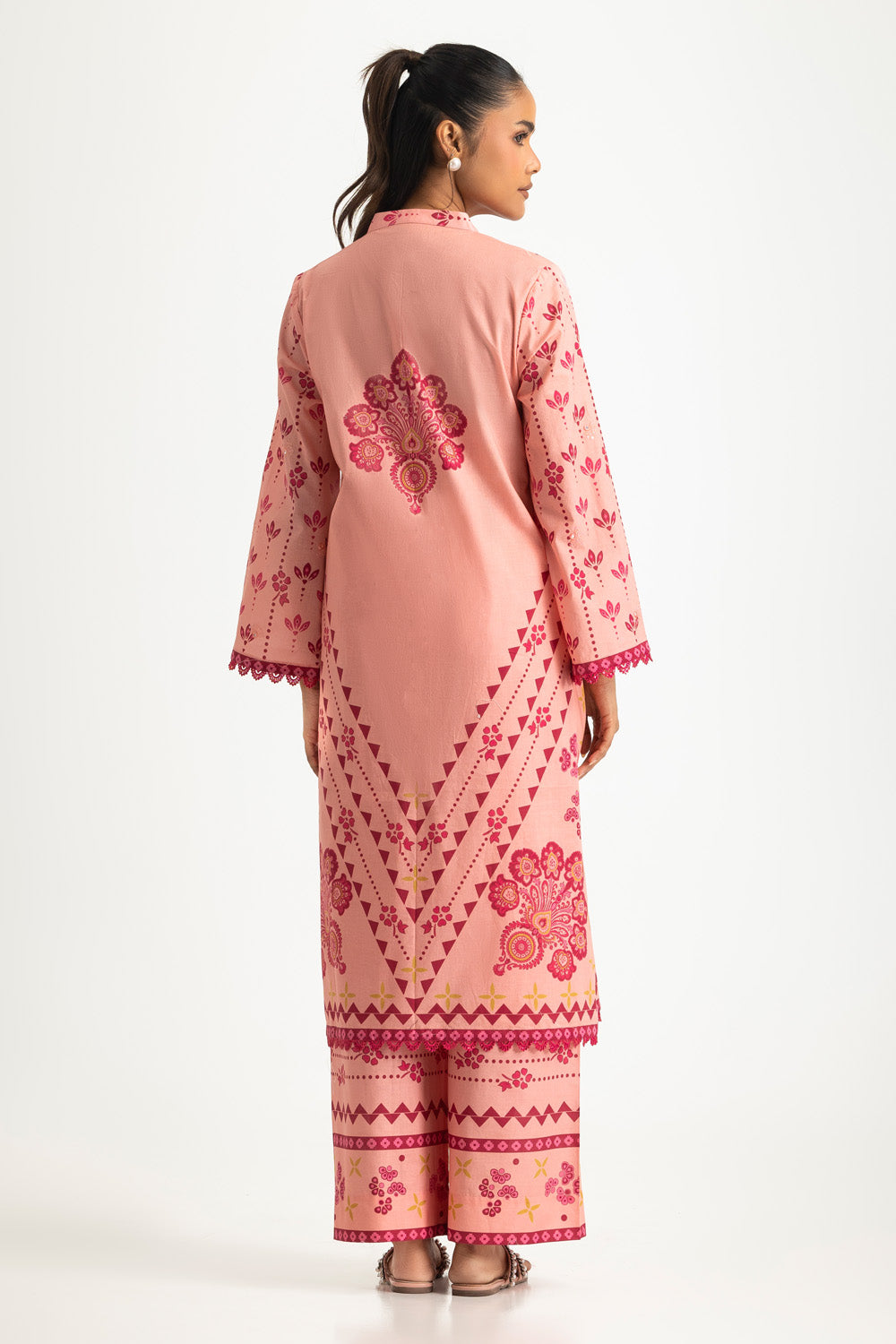 Cambric Printed Co-Ord Set With Embroidered