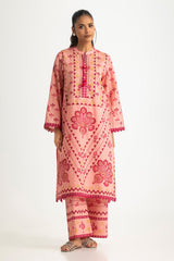 Cambric Printed Co-Ord Set With Embroidered