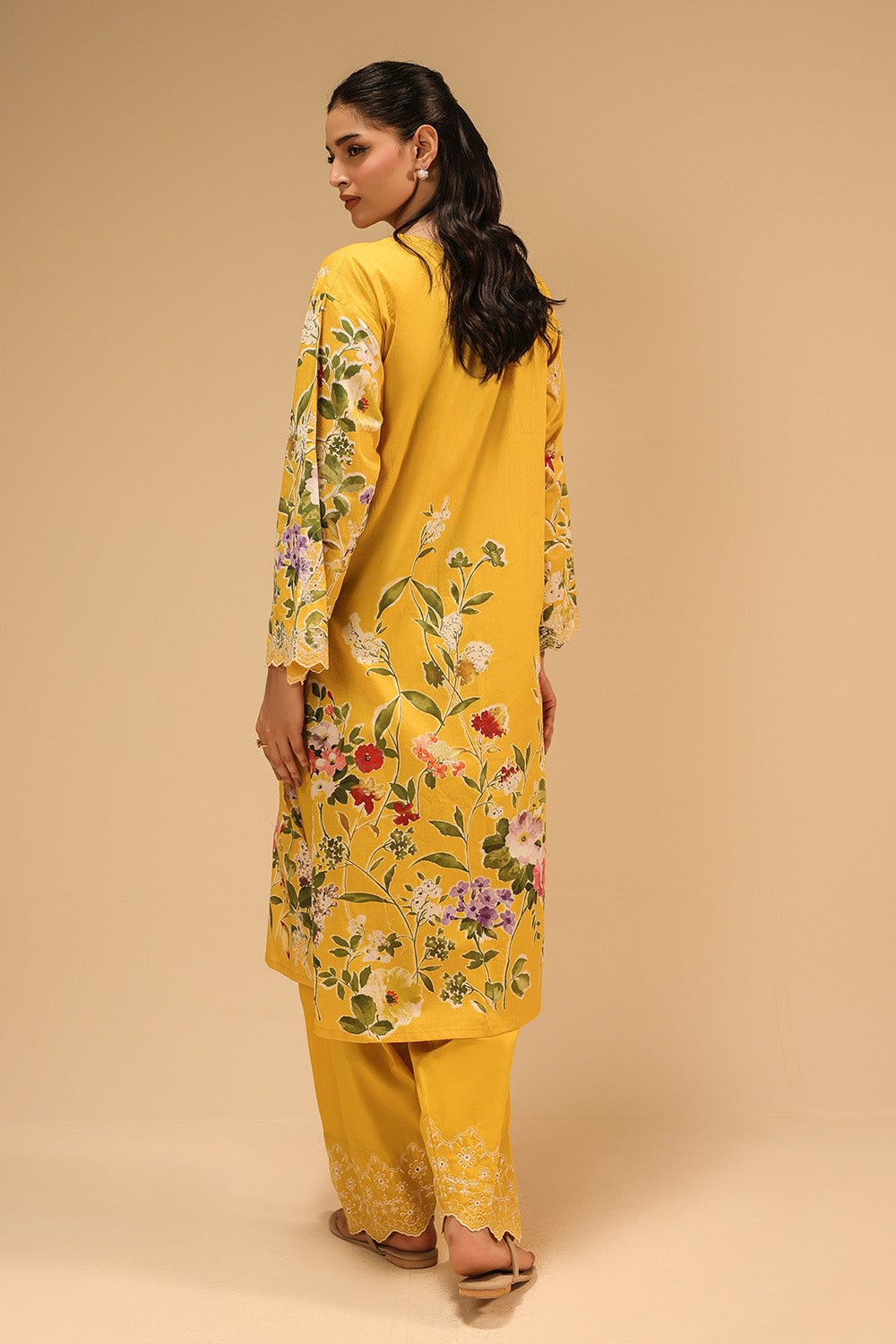 Cambric Printed Co-Ord Set With Embroidered