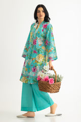 Cambric Printed Co-Ord Set With Embroidered