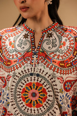 Cambric Printed Co-Ord Set With Embroidered Shirt
