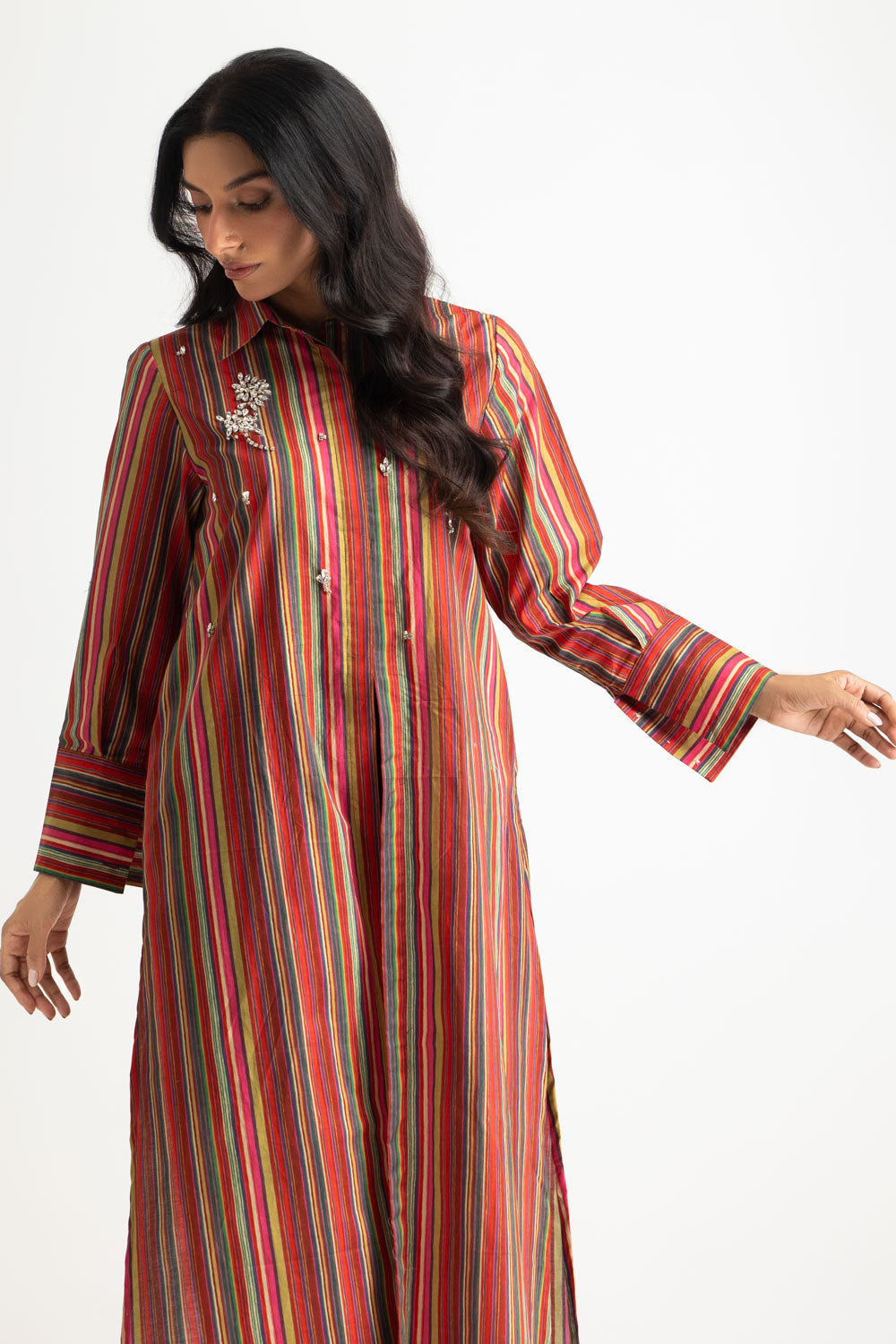 Cambric Printed Embellished Shirt