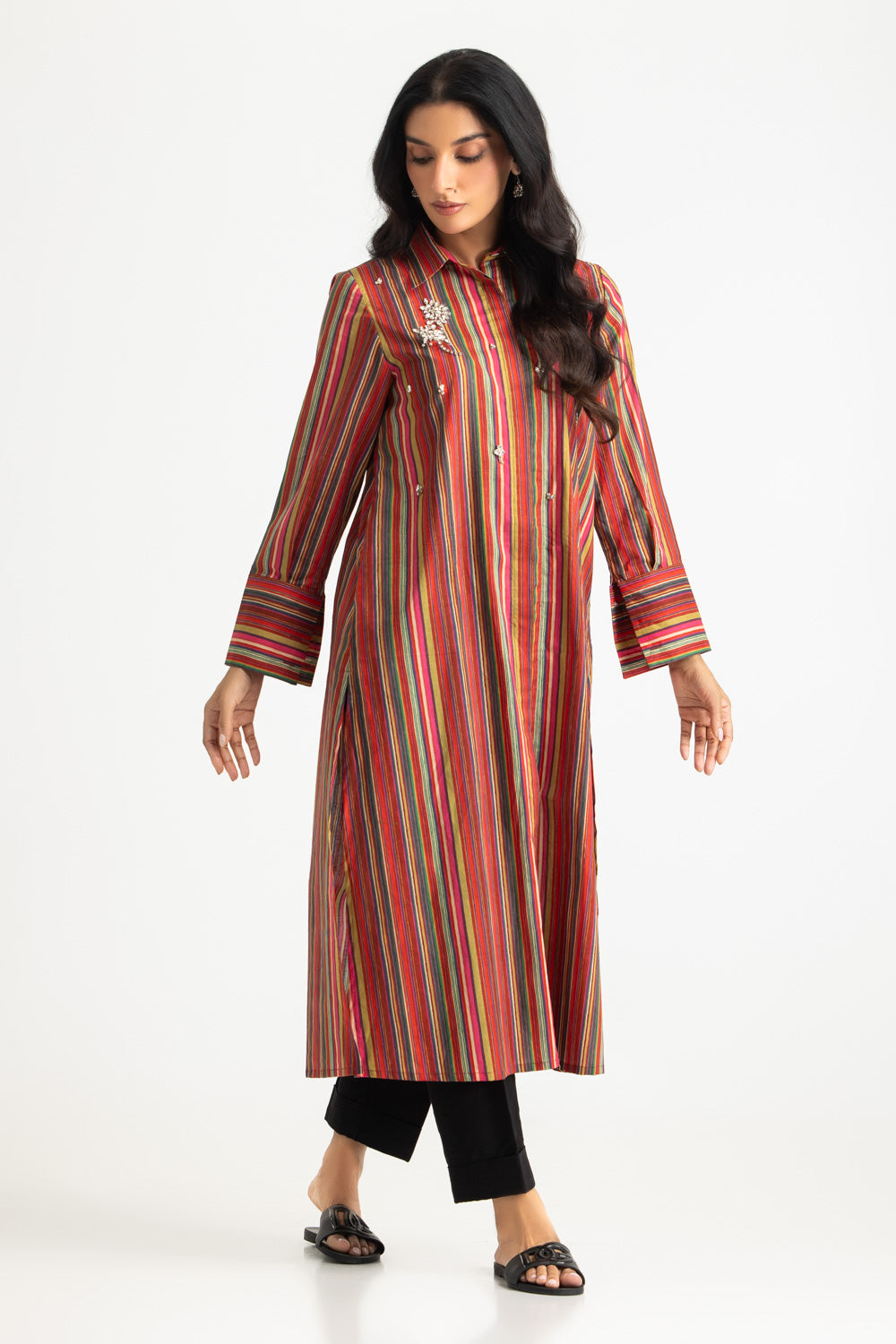 Cambric Printed Embellished Shirt