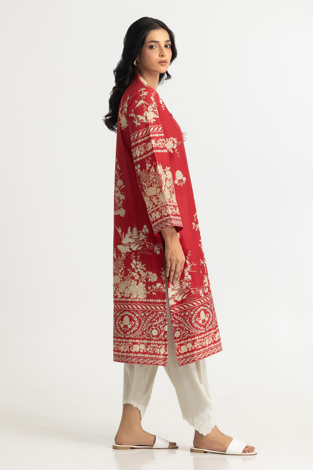 Cambric Printed Shirt And Embroidered Shalwar