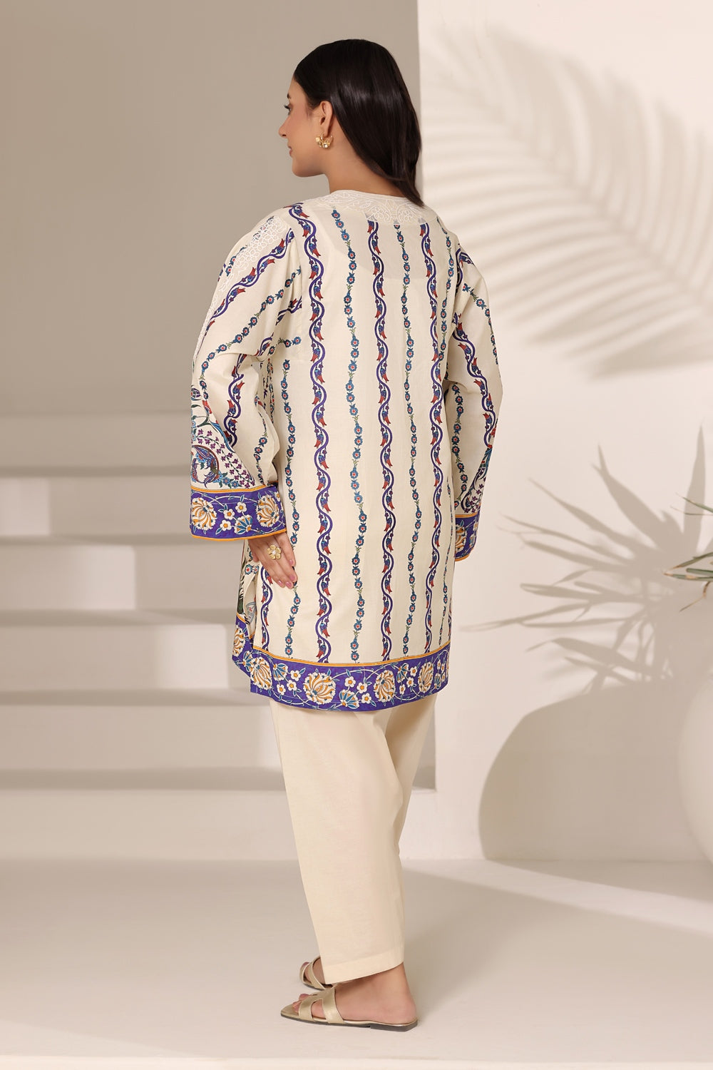 Cambric Printed Shirt And Trouser With Embroidered