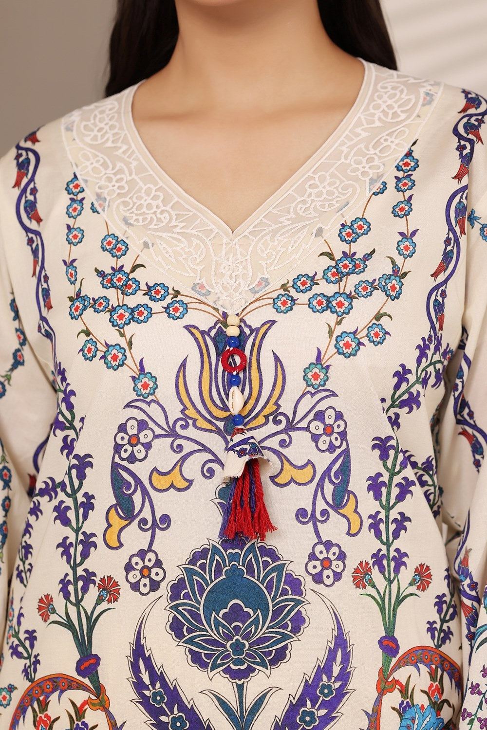 Cambric Printed Shirt And Trouser With Embroidered