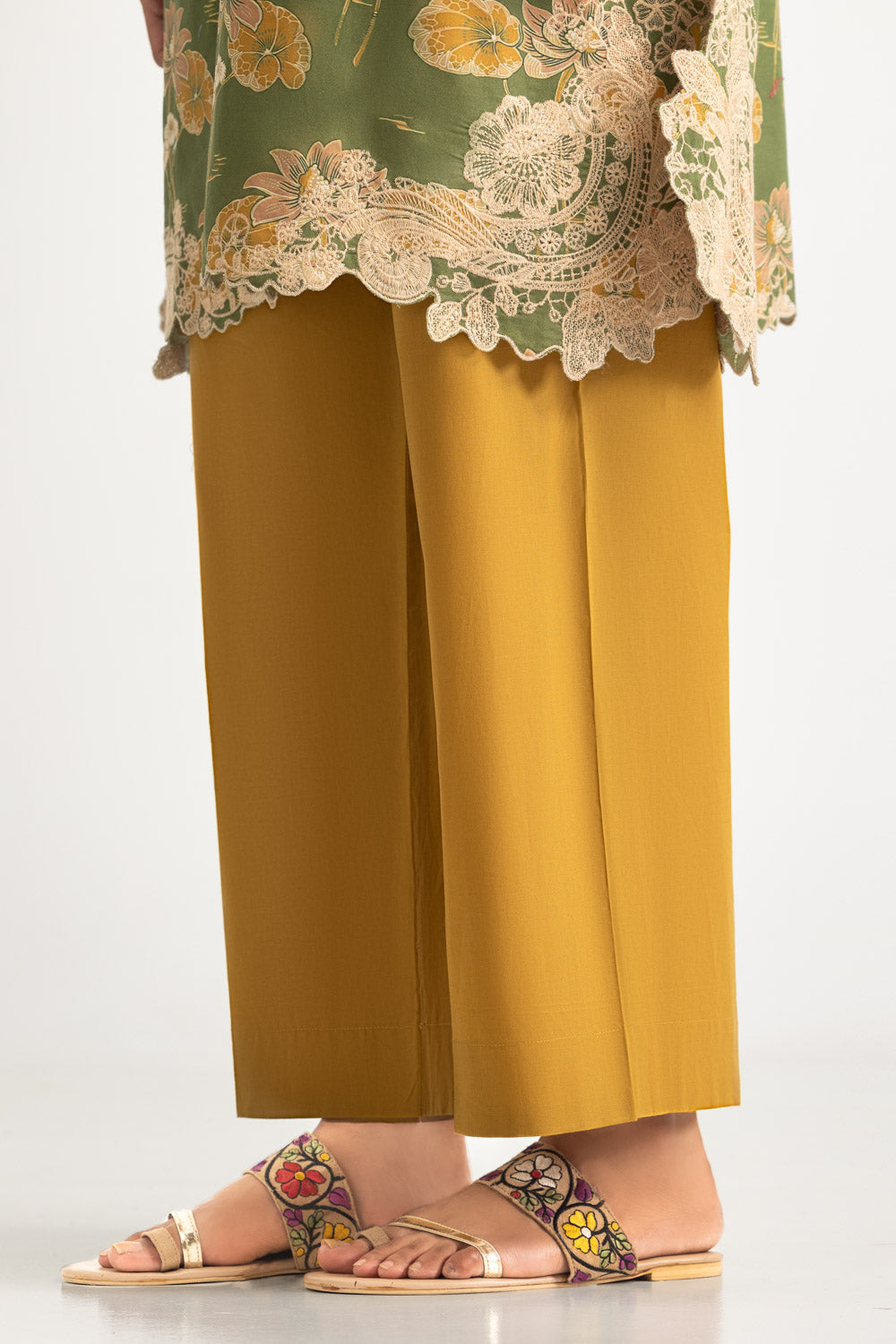 Cambric Printed Shirt With Embroidered And Dyed Trouser