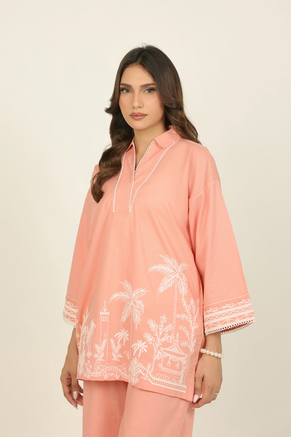 Cotton Bana Dora Embroidered Co-Ord Set