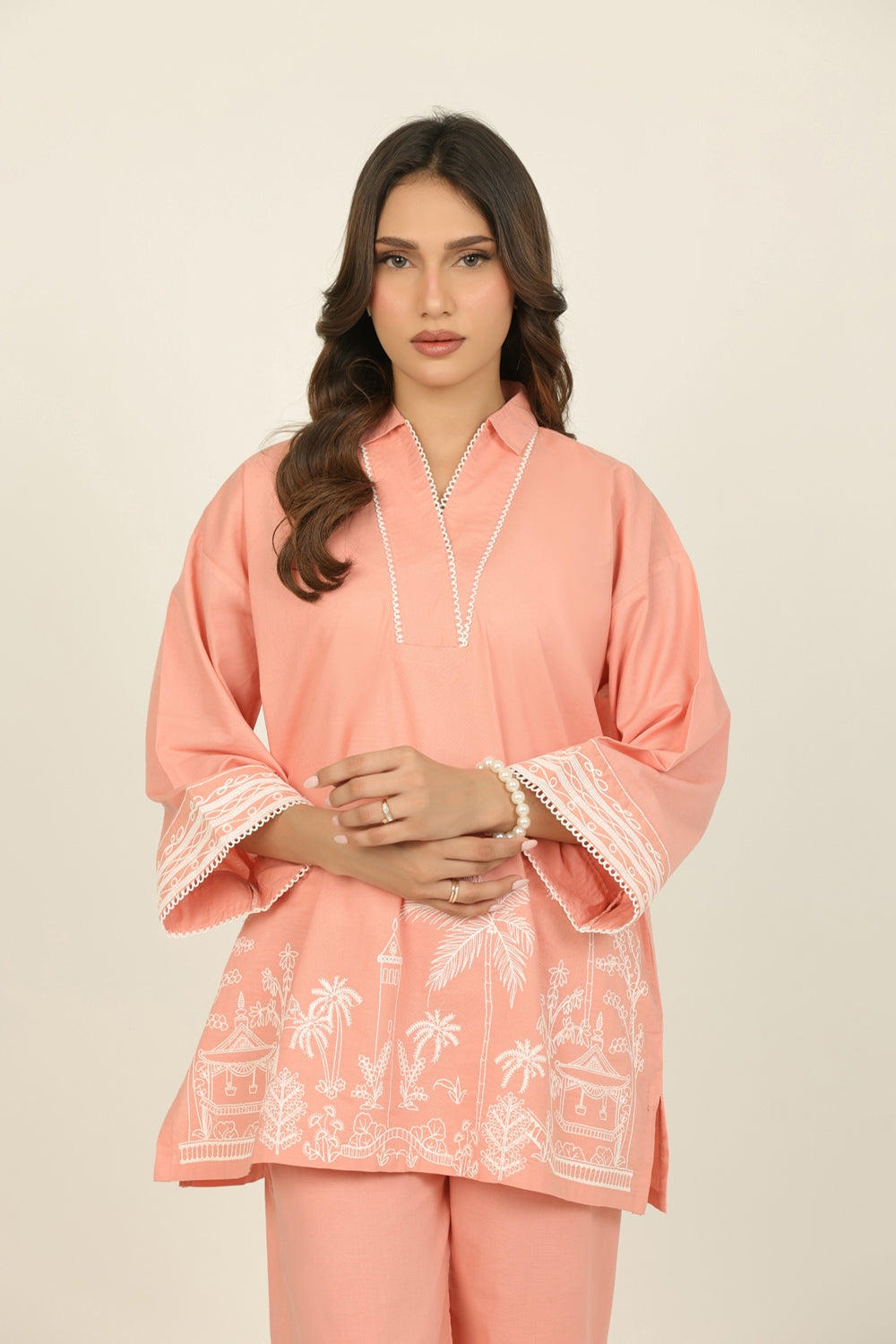 Cotton Bana Dora Embroidered Co-Ord Set