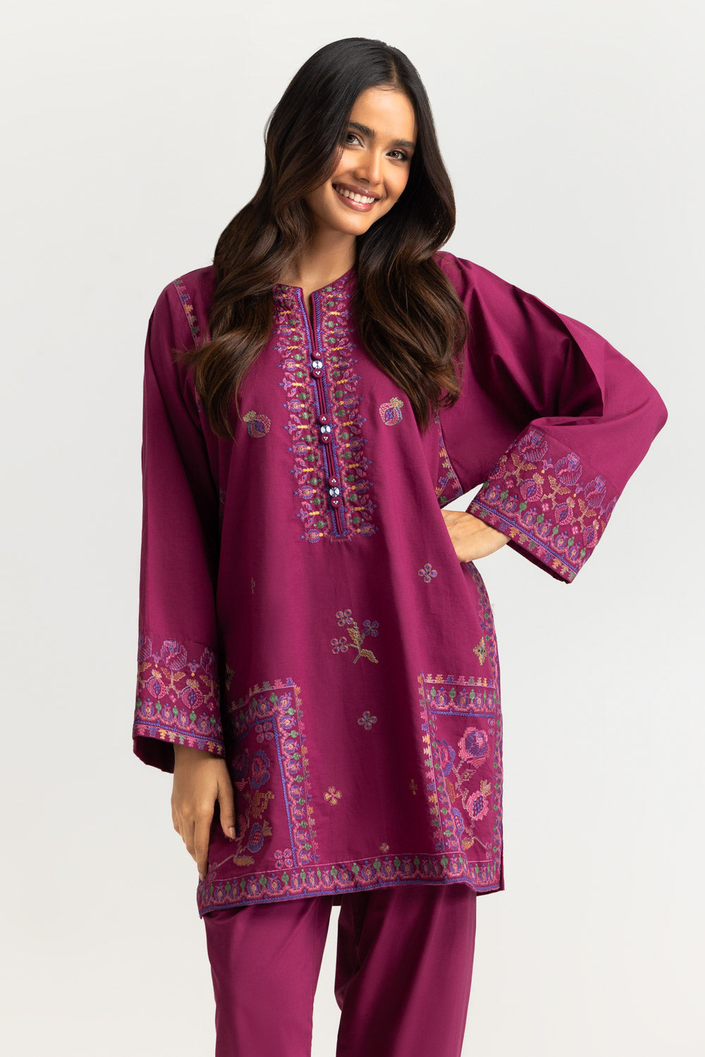 Cotton Bana Dora Embroidered Co-Ord Set