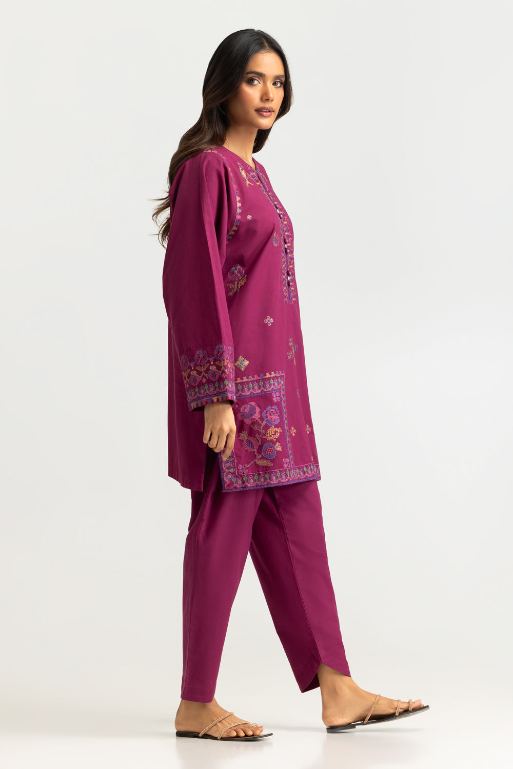 Cotton Bana Dora Embroidered Co-Ord Set