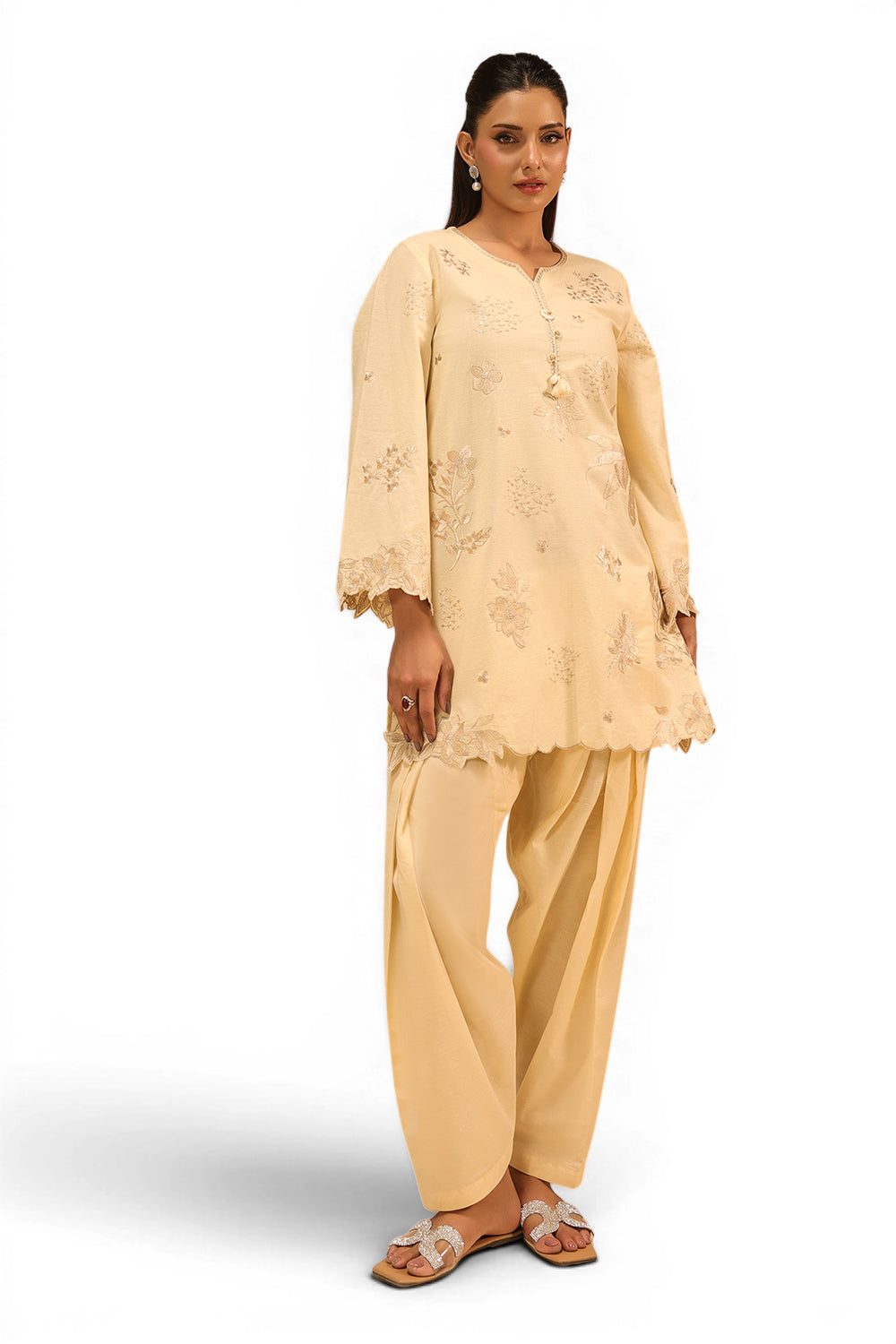 Cotton Bana Dora Embroidered Co-Ord Set