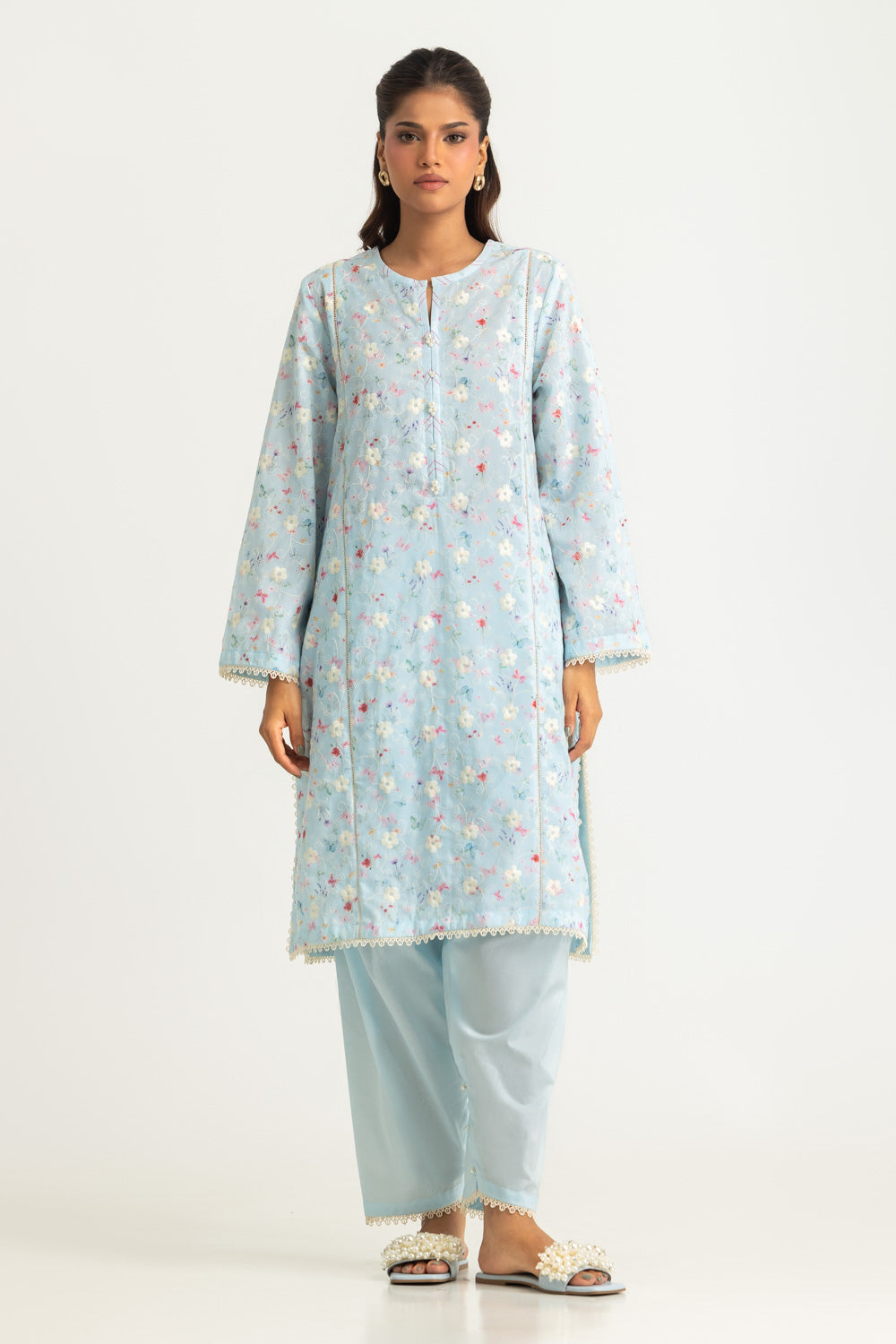 Cotton Printed Co-Ord Set With Embroidered