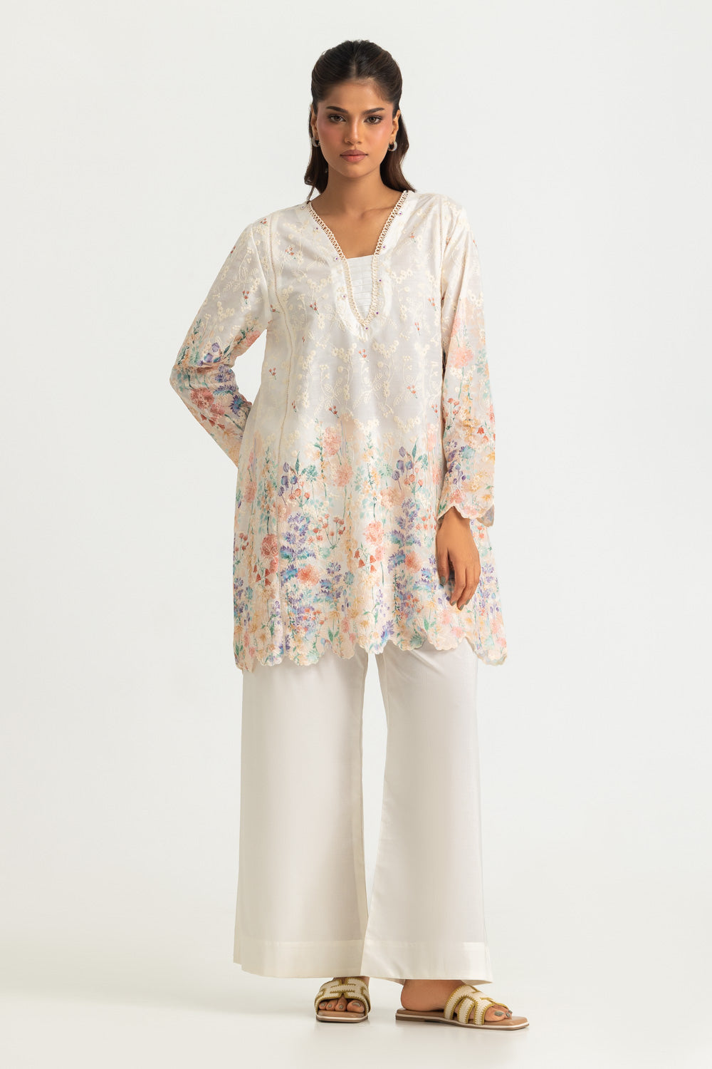 Cotton Printed Co-Ord Set With Embroidered