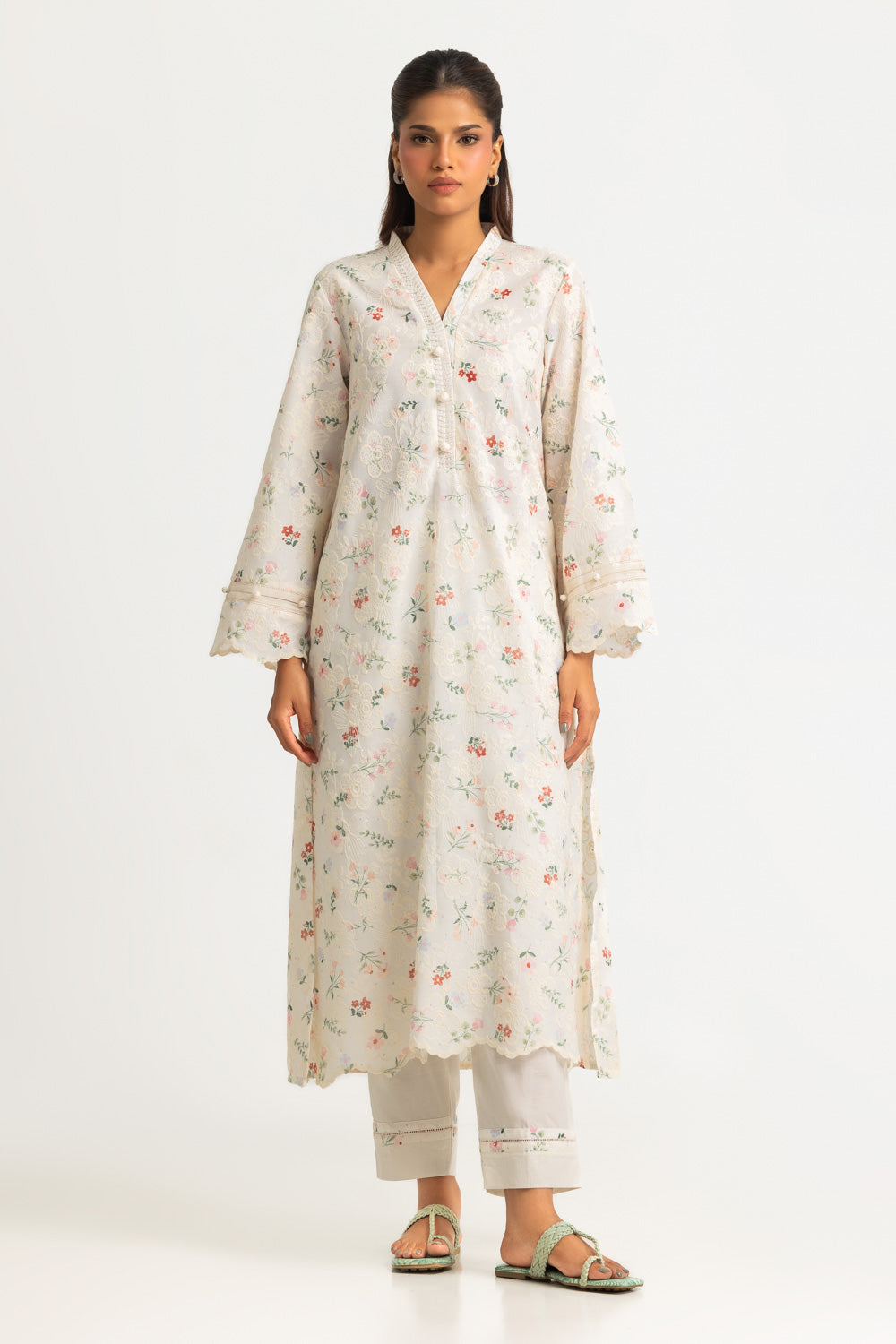 Cotton Printed Co-Ord Set With Embroidered