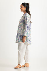 Cotton Printed Shirt With Embroidered And Dyed Trouser