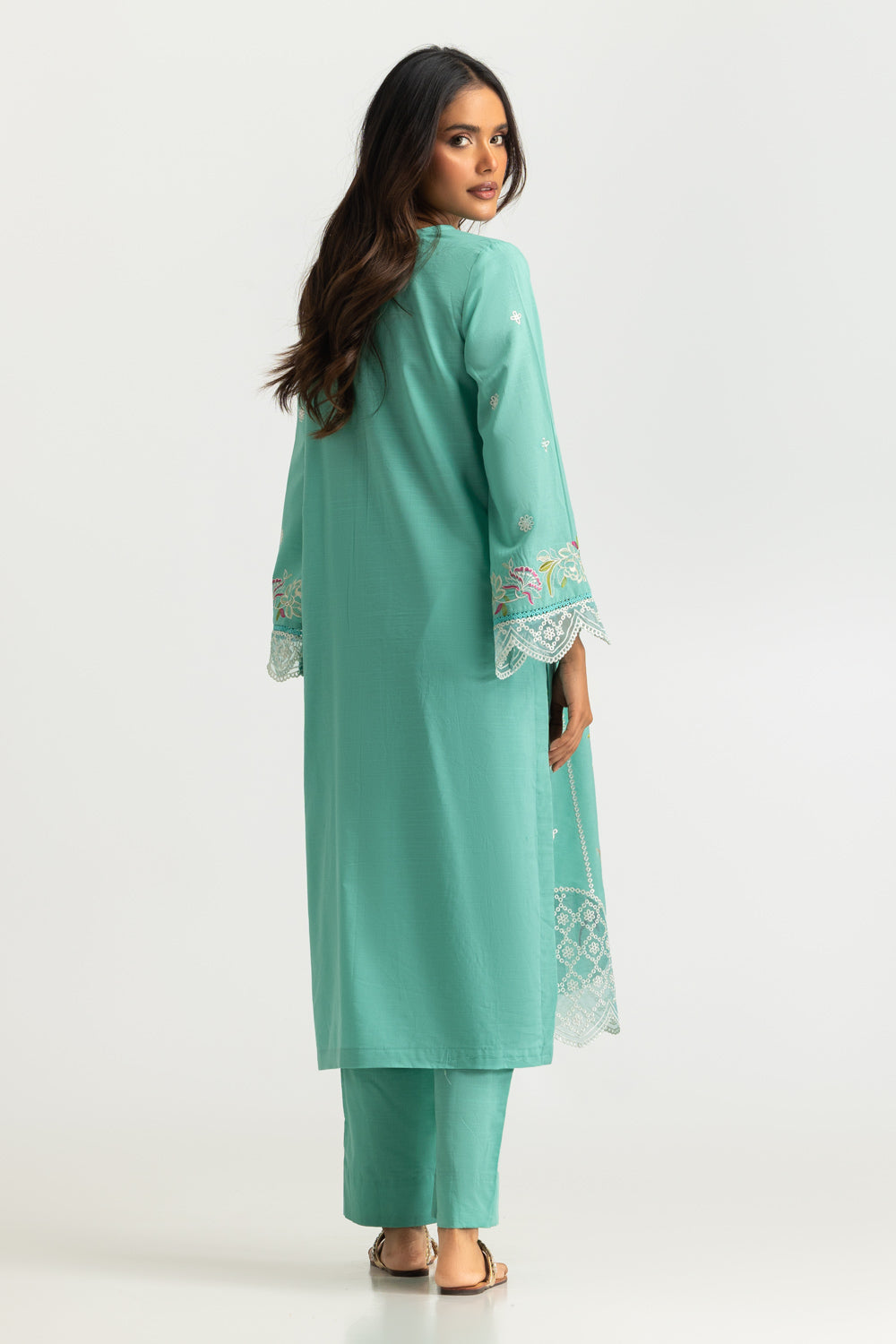 Cotton Viscose Slub Embroidered Co-Ord Set