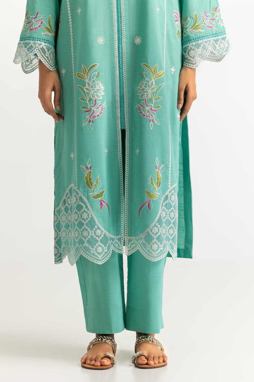 Cotton Viscose Slub Embroidered Co-Ord Set