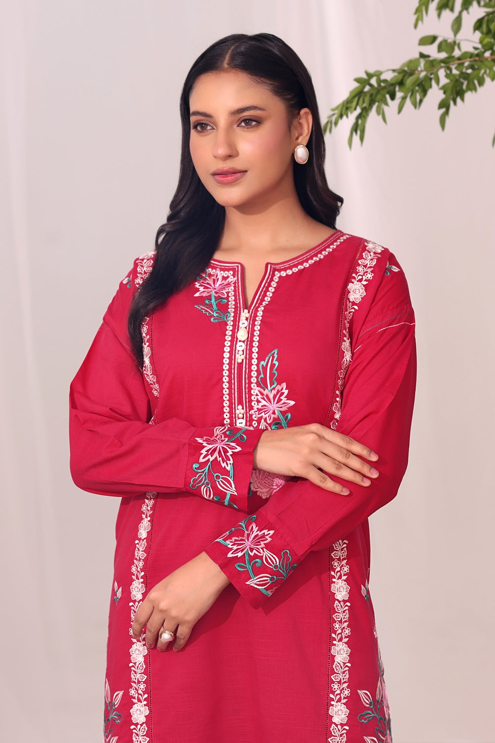 Cotton Viscose Slub Embroidered Co-Ord Set