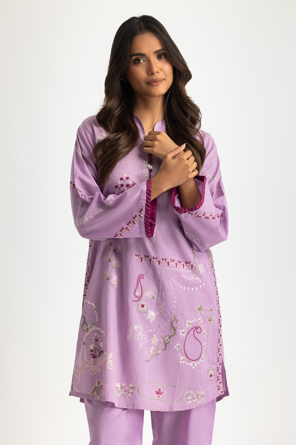 Cotton Viscose Slub Embroidered Co-Ord Set