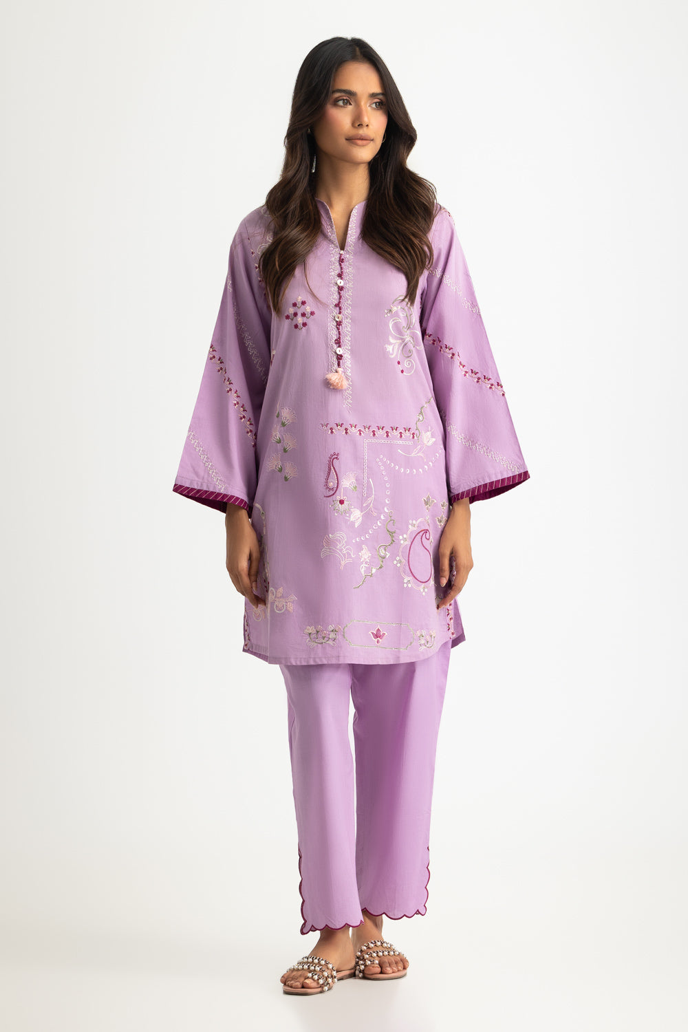 Cotton Viscose Slub Embroidered Co-Ord Set