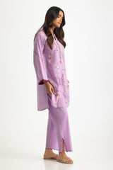 Cotton Viscose Slub Embroidered Co-Ord Set