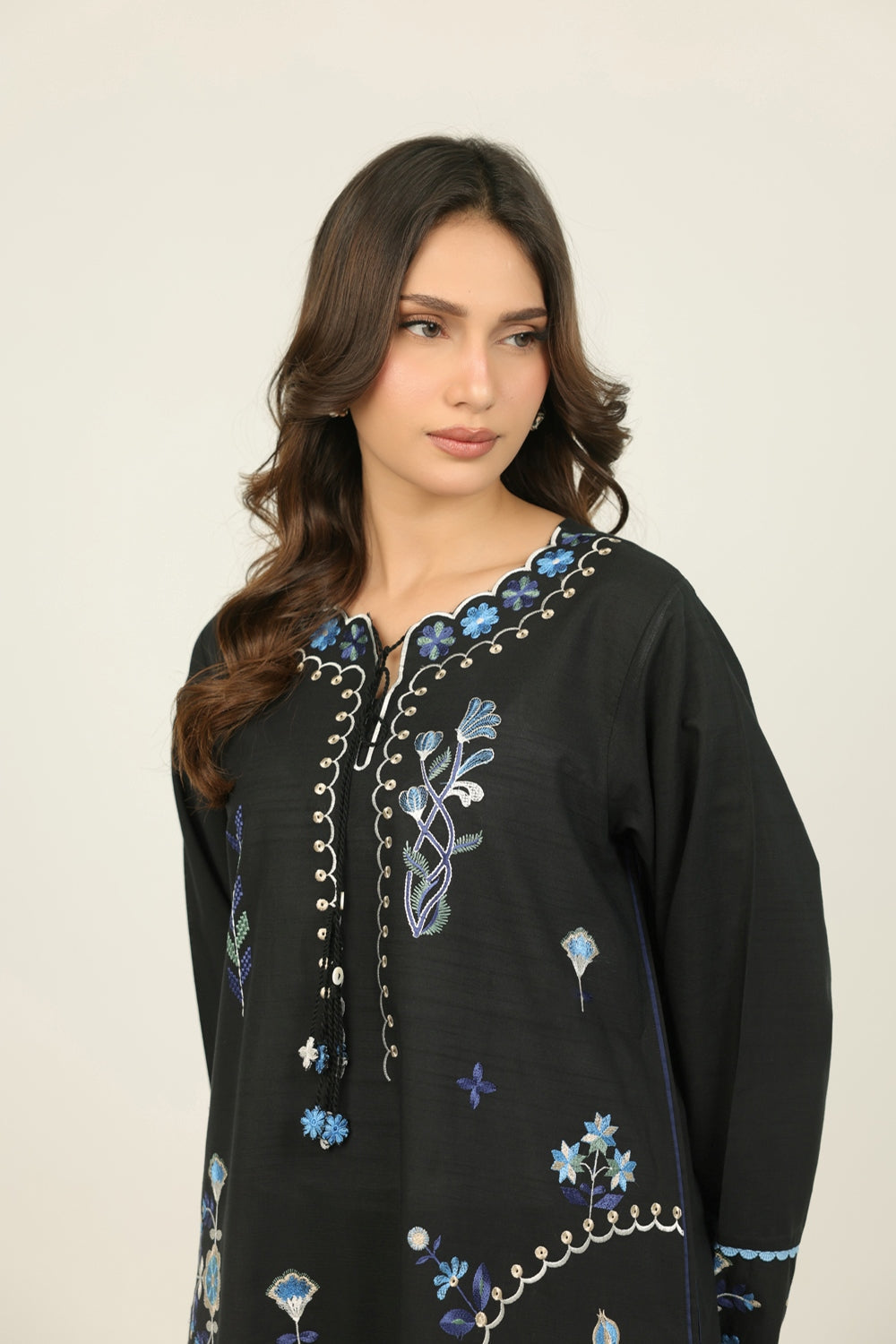 Cotton Viscose Slub Embroidered Co-Ord Set