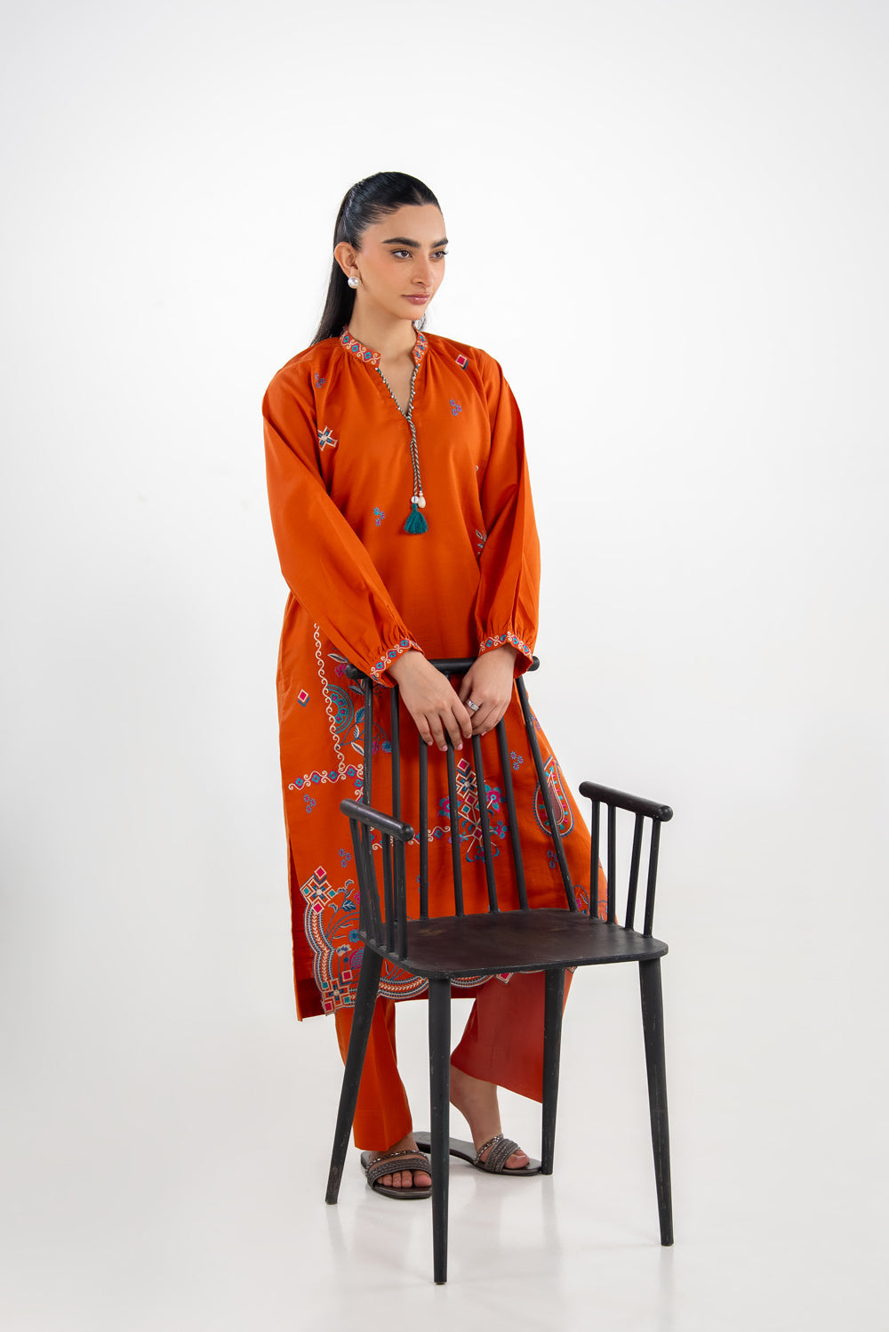 Cotton Viscose Slub Embroidered Co-Ord Set