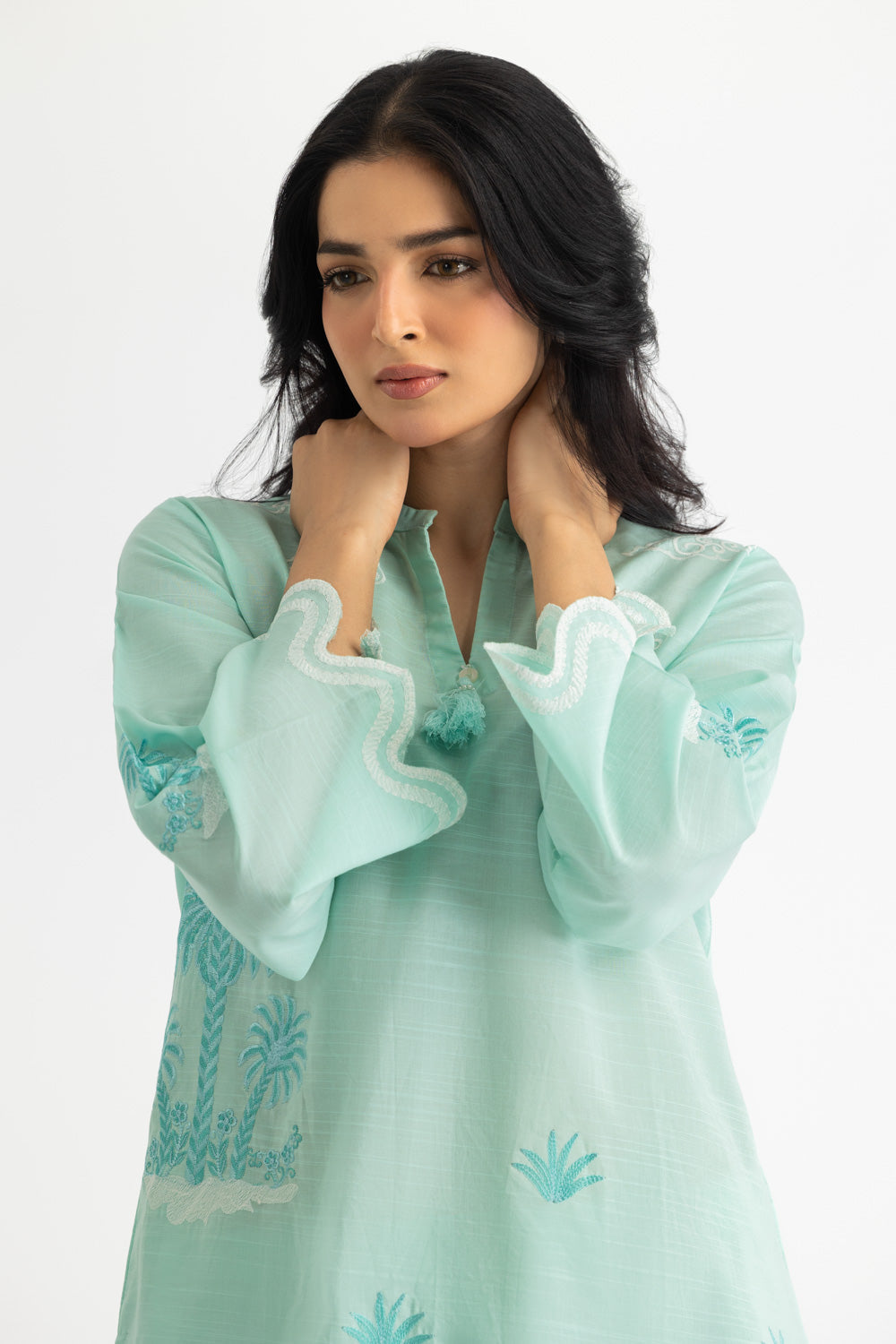 Cotton Viscose Slub Embroidered Co-Ord Set
