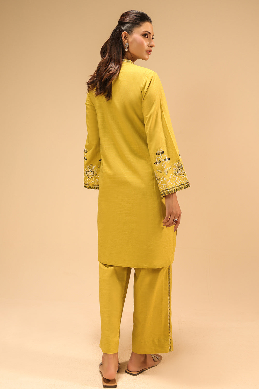 Cotton Viscose Slub Embroidered Co-Ord Set