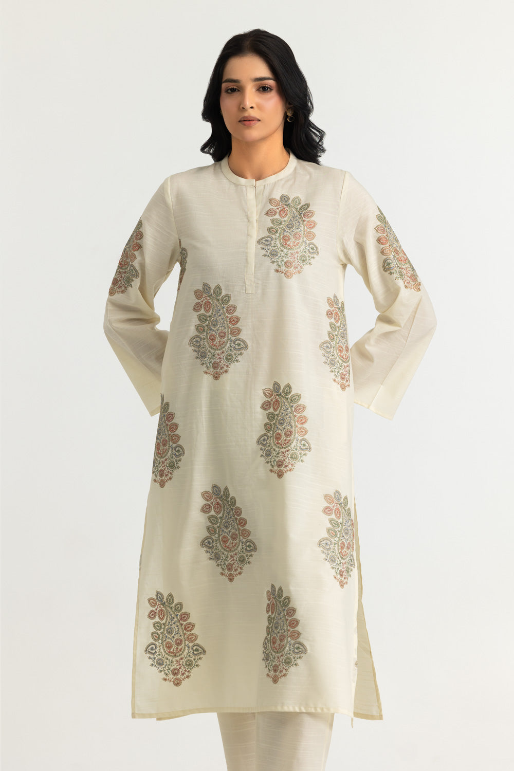 Cotton Viscose Slub Embroidered Co-Ord Set