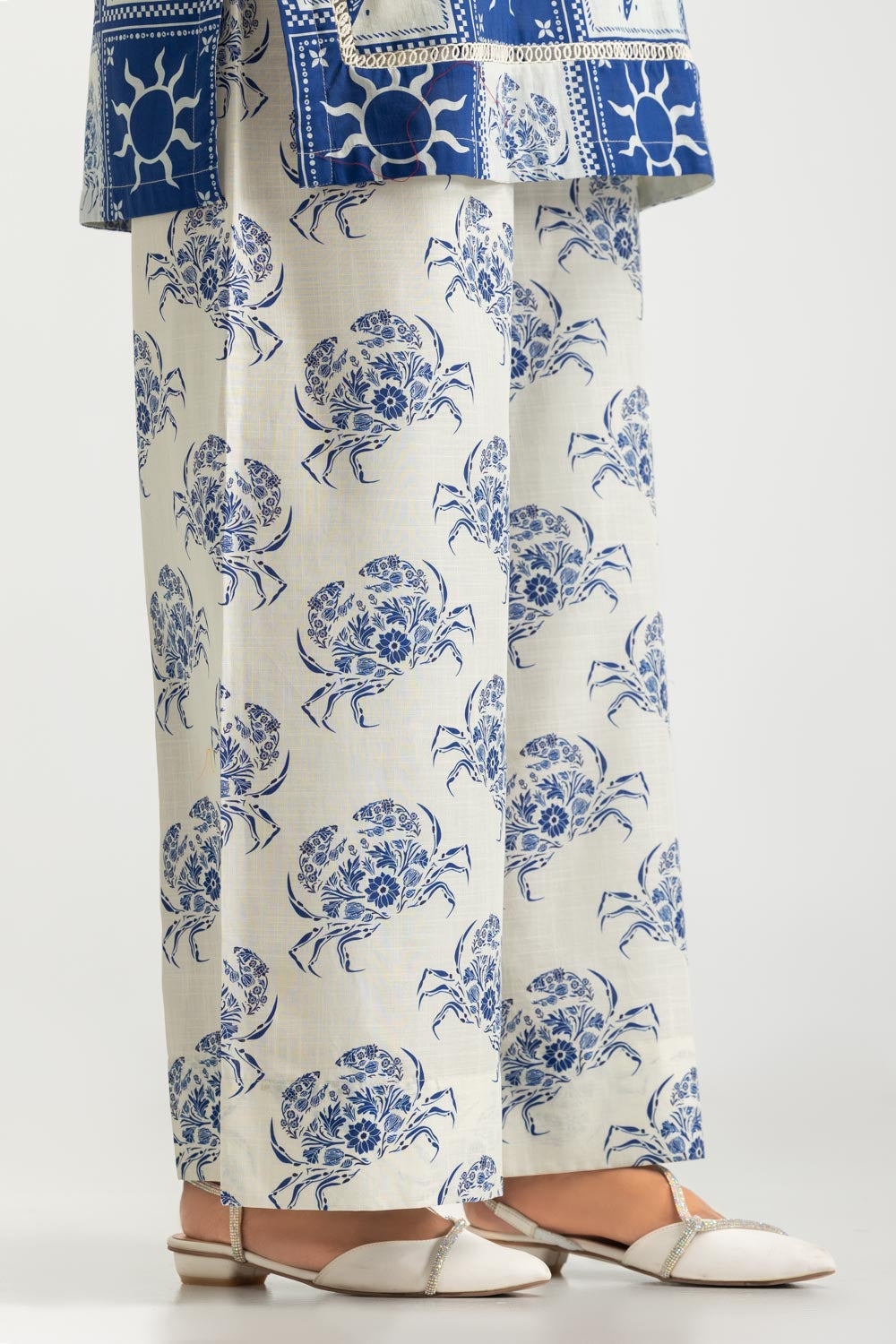 Cross Hatch Printed Co-Ord Set With Embroidered
