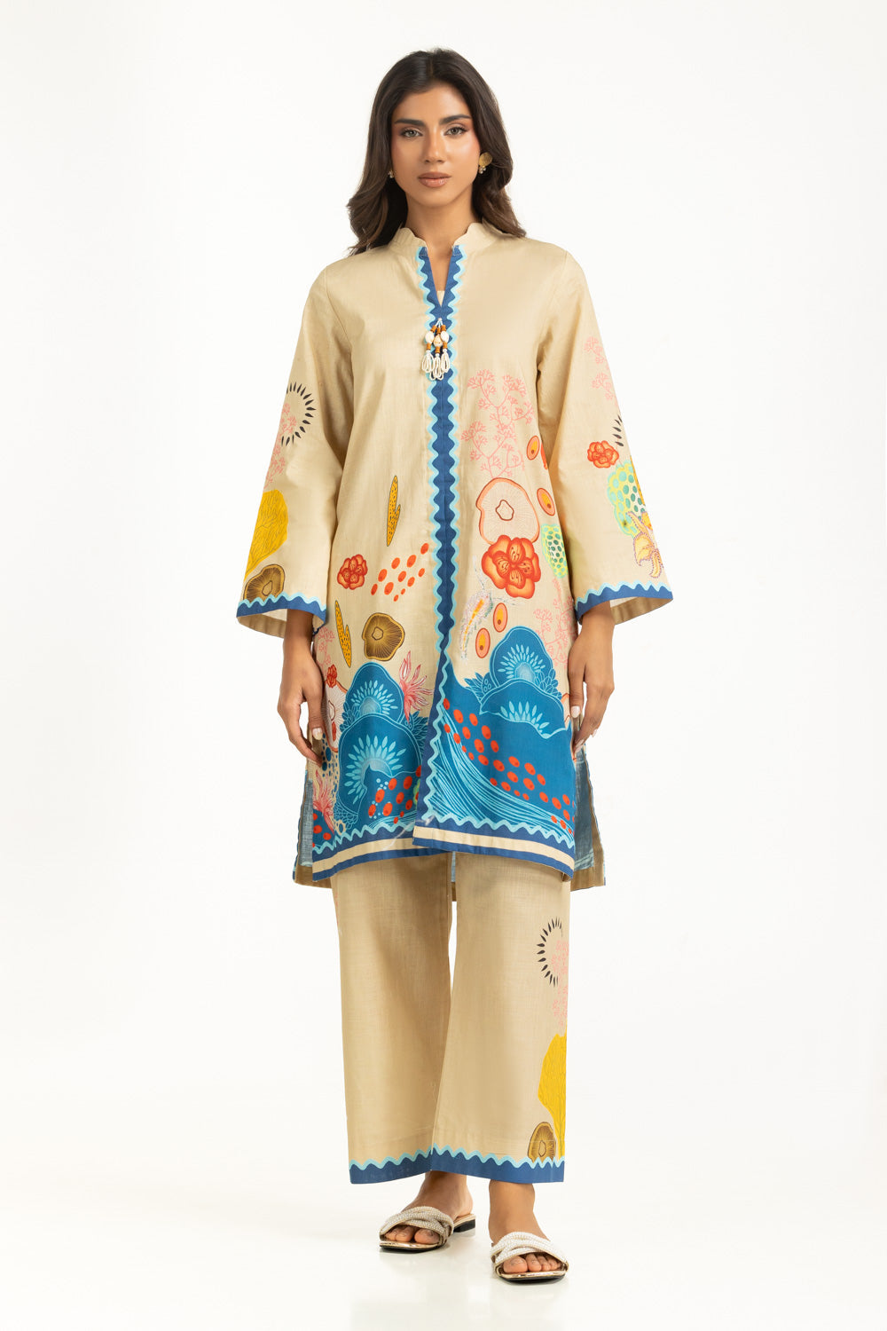 Cross Slub Printed Co-Ord Set