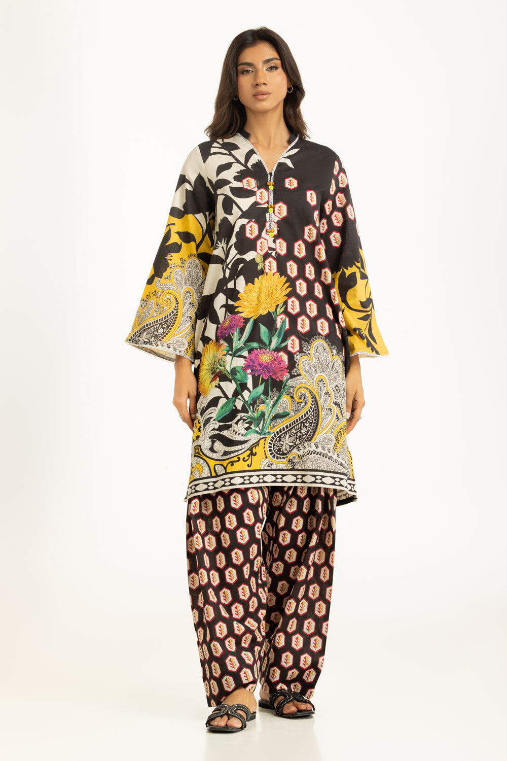 Cross Slub Printed Co-Ord Set
