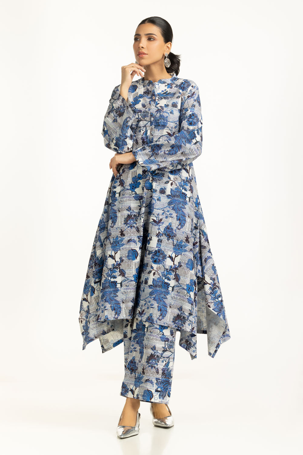 Cross Slub Printed Co-Ord Set