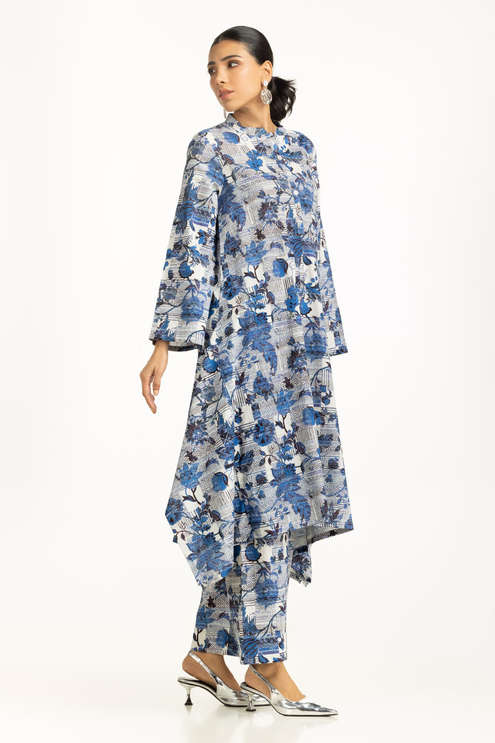 Cross Slub Printed Co-Ord Set