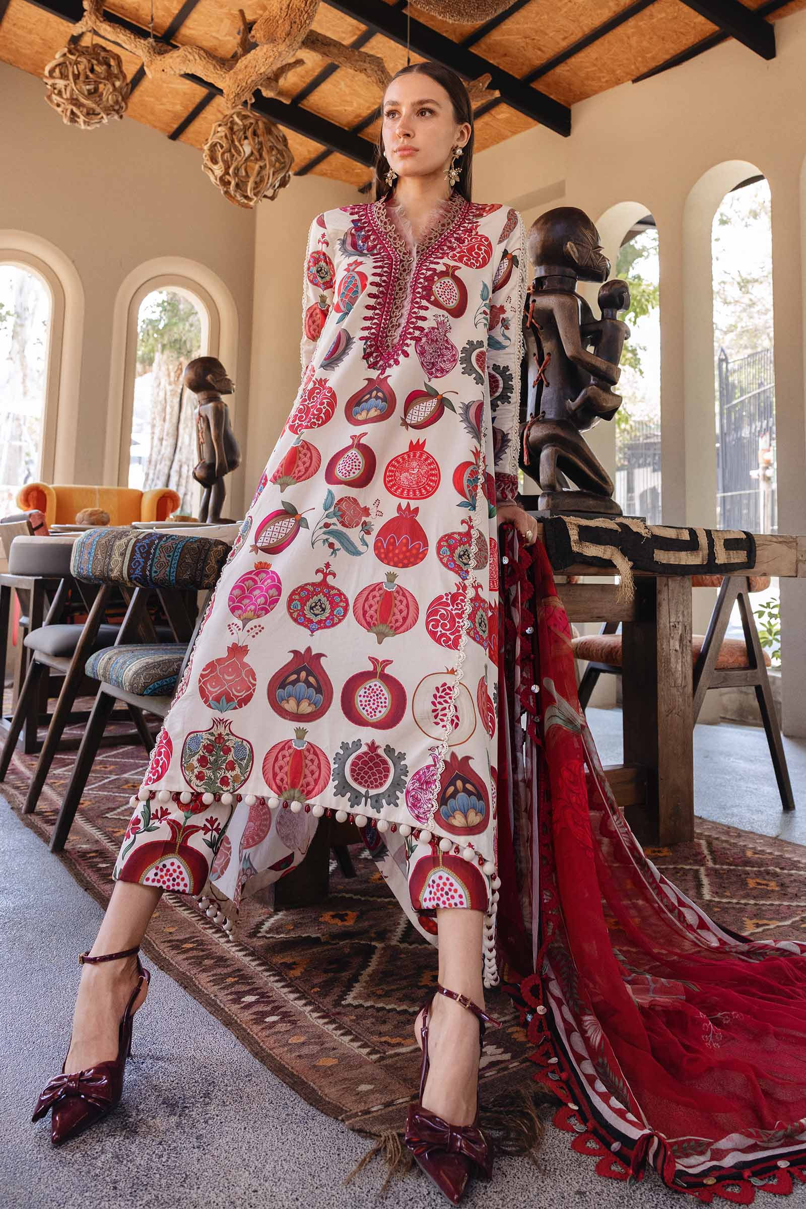 3 Piece Unstitched Embroidered Lawn Suit
